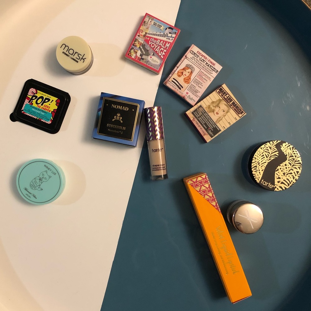 A collection of luxury make-up samples